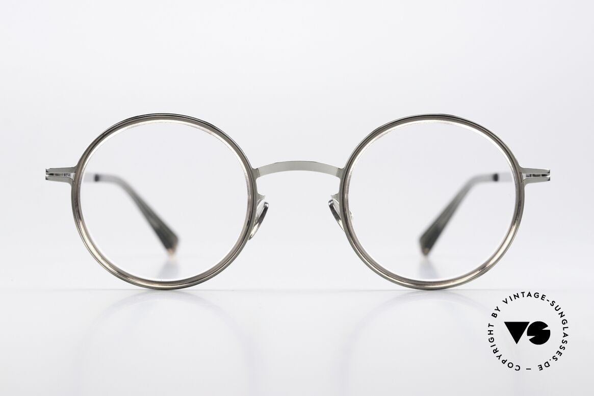 Mykita Eetu Runde Pantobrille Grau Silber, Brille der LITE-Kollektion mit Azetat-Einfassungen, Passend für Herren und Damen