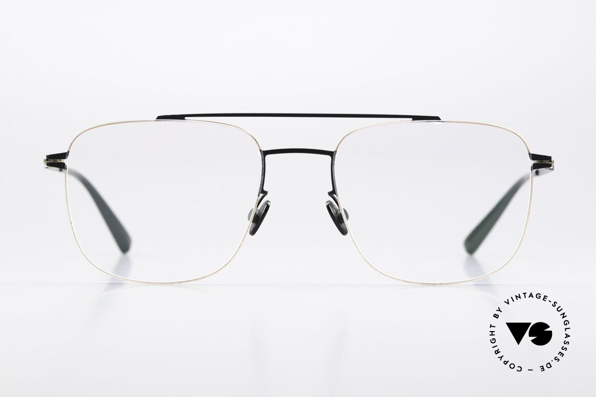 Mykita Yuuto Eckige Fassung Schwarz Gold, eckige Brille aus der LESSRIM-Kollektion von 2018, Passend für Herren