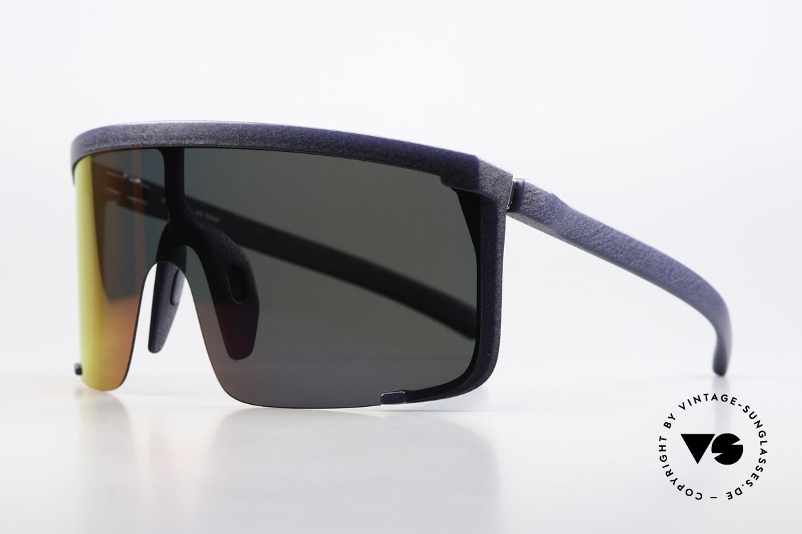Mykita Mylon Rocket Stylische Fashion Sonnenbrille, in Color 325 - Navy Blue / Scarlet Flash (verspiegelt), Passend für Herren und Damen