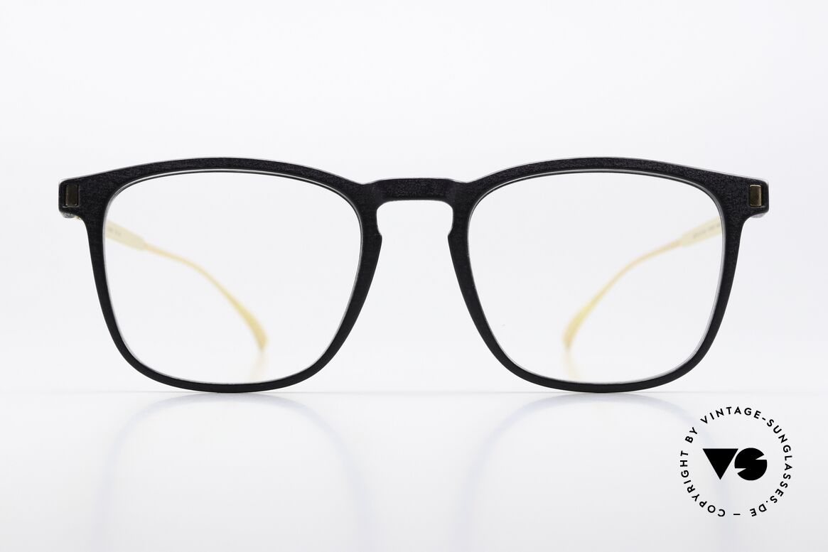 Mykita Mylon Jujubi Eckige Pantobrille Schwarz Gold, Gr. 52-19, col. 306 = Pitch Black/Glossy Gold, Passend für Herren und Damen