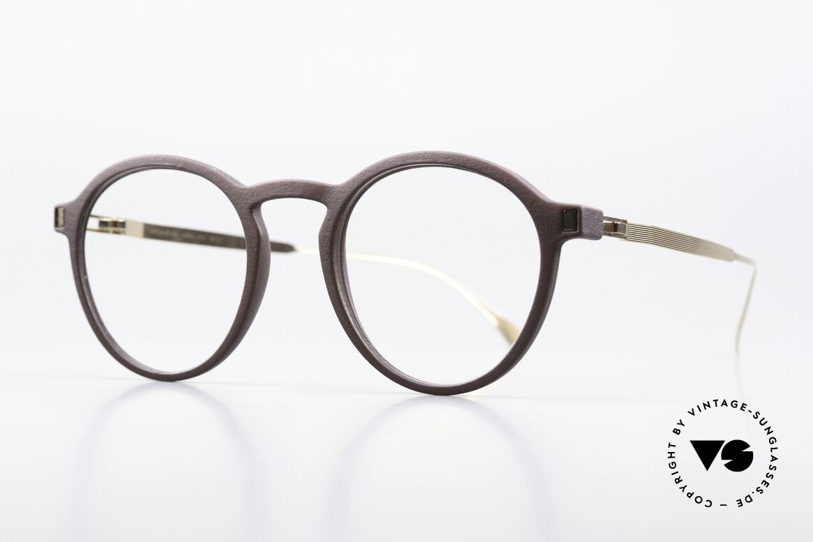 Mykita Mylon Acai Runde Pantobrille Braun Gold, Unisex-Brille, Gr. 48-21, von 2015-17 gefertigt, Passend für Herren und Damen