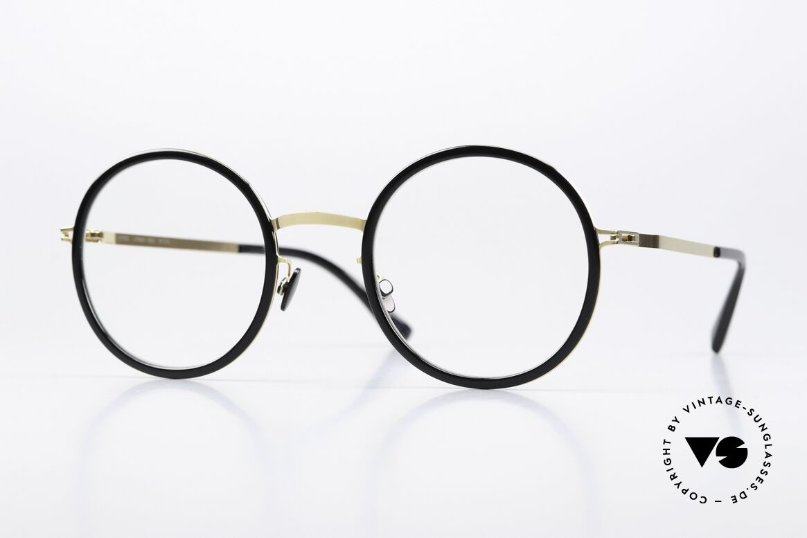 Mykita Meja Runde Brille Schwarz Gold, Mykita Brille, Modell MEJA, Größe 50-24, col. 945, Passend für Herren und Damen