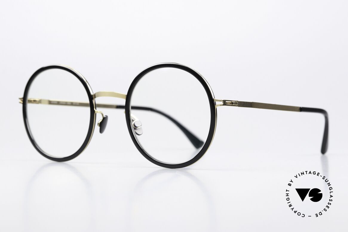 Mykita Meja Runde Brille Schwarz Gold, in wirklich zeitloser Farbe 945: Glossy Gold / Black, Passend für Herren und Damen