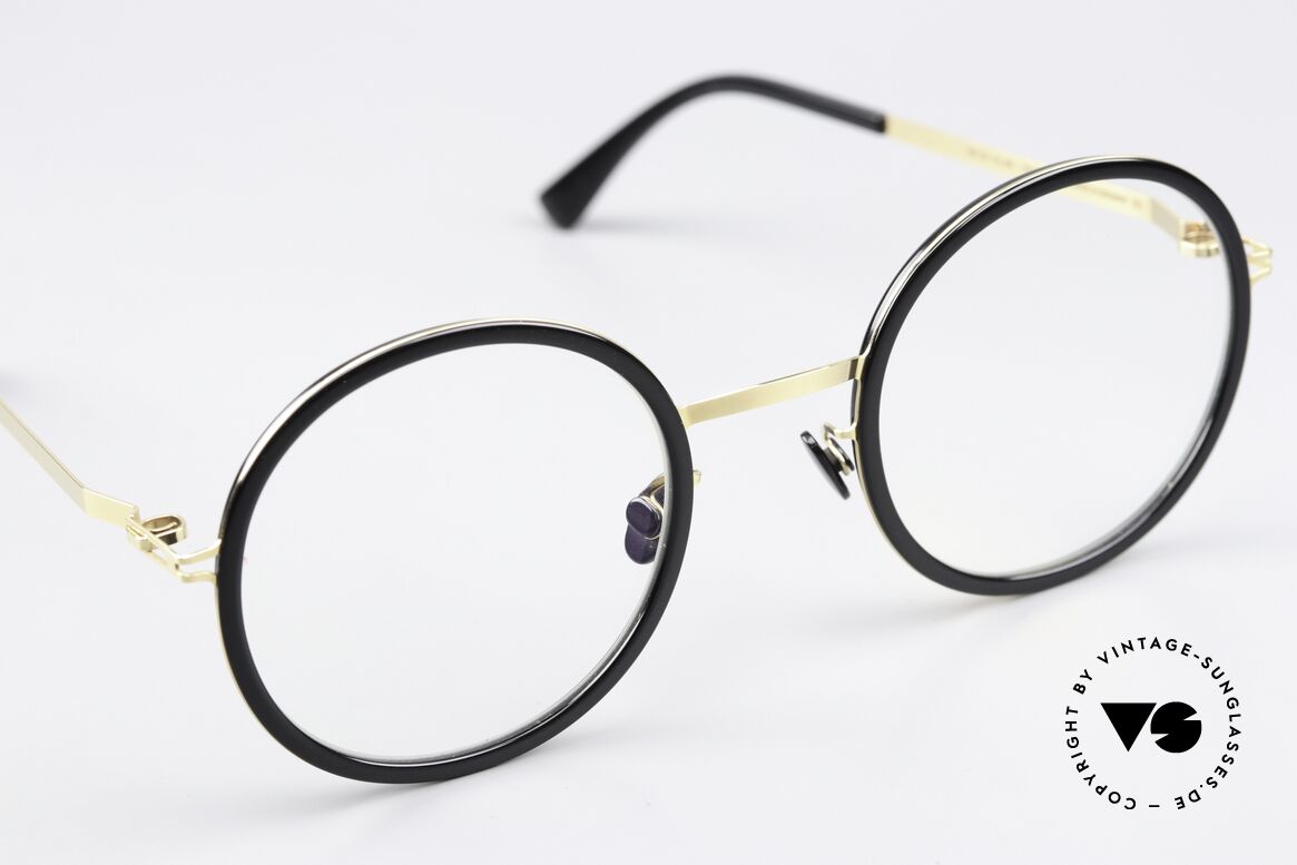 Mykita Meja Runde Brille Schwarz Gold, ungetragenes Modell von 2017, mit orig. Verpackung, Passend für Herren und Damen