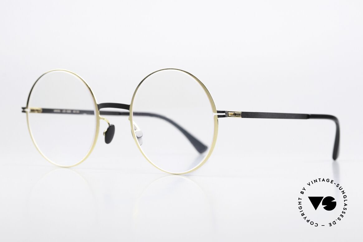 Mykita Vilde Runde Brille Ladies Gold Black, Farbe 056 = Black/Gold = ein edles Modell für Damen, Passend für Damen