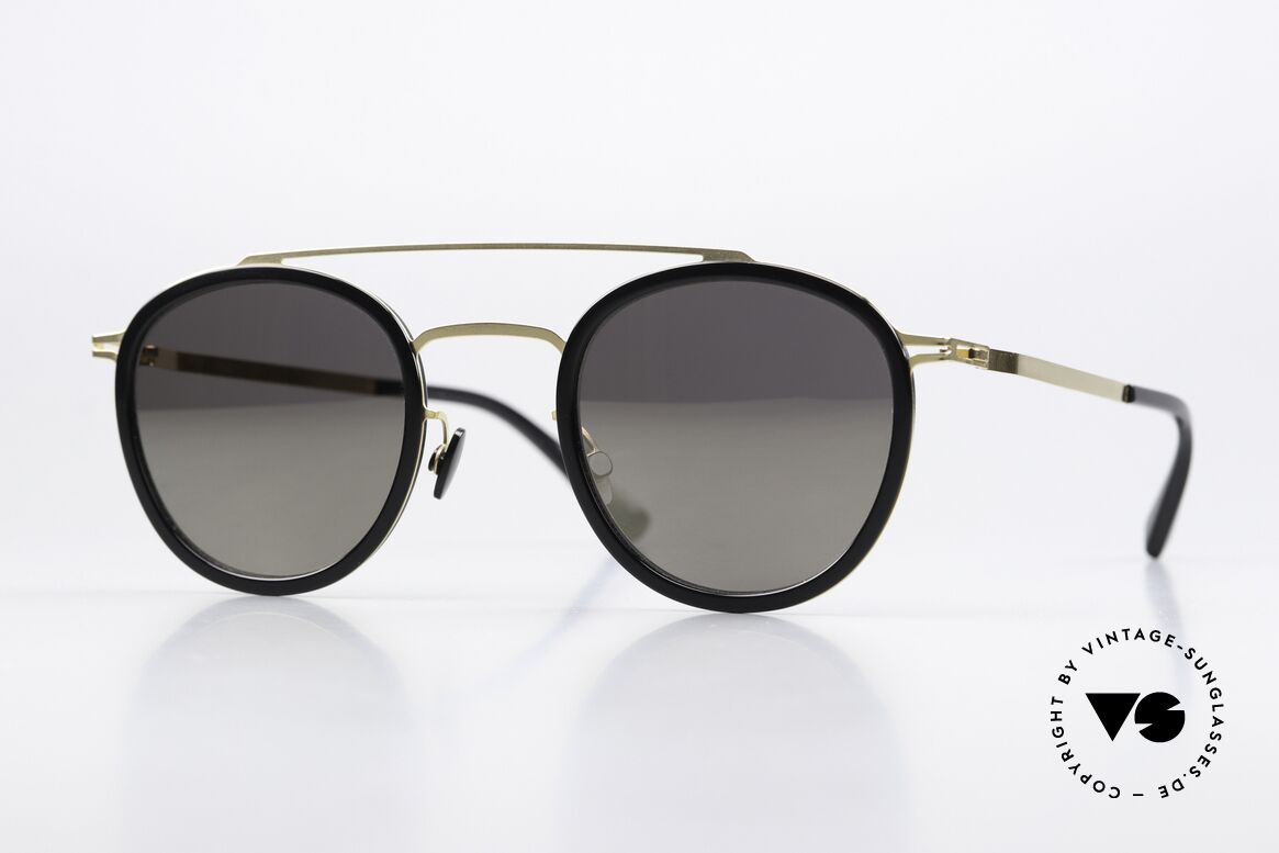Mykita Olli Panto Sonnenbrille Schwarz Gold, Mykita Brille, Modell LITE Olli, Gr. 47-25, col. 945, Passend für Herren und Damen