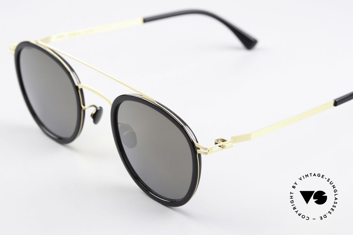 Mykita Olli Panto Sonnenbrille Schwarz Gold, wohlbekannte Spitzenqualität; handmade in Germany, Passend für Herren und Damen