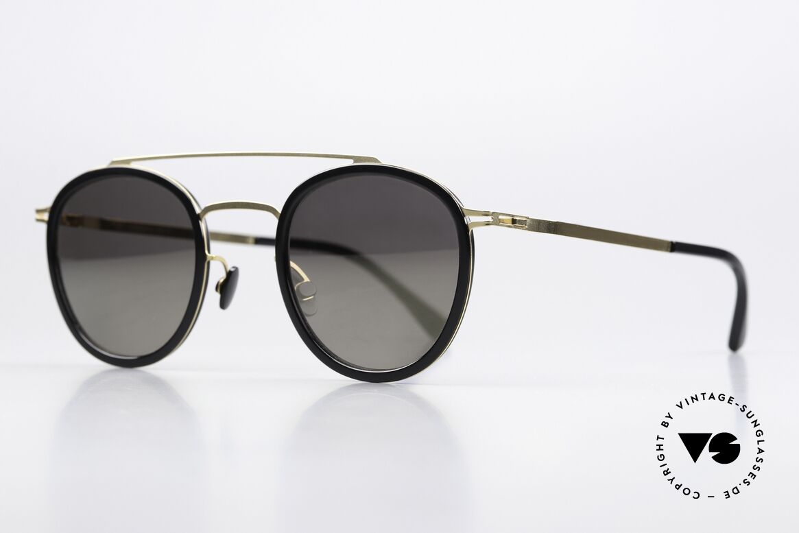 Mykita Olli Panto Sonnenbrille Schwarz Gold, eleganter, zeitloser Color Code 945 = Schwarz/Gold, Passend für Herren und Damen