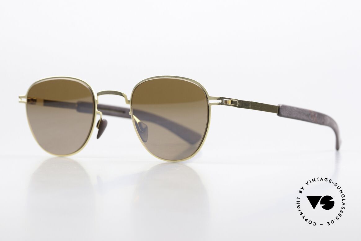 Mykita Mylon Basil Pantobrille Leicht Verspiegelt, col 244: Gold/Ebony Brown Siennabrown Flash, Passend für Herren und Damen