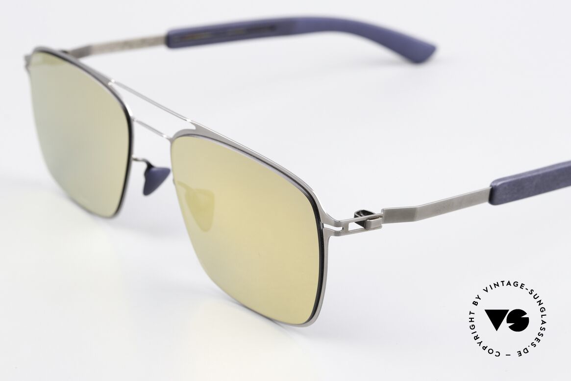 Mykita Mylon Flax Gold Verspiegelt Navy Blue, made in Germany Designersonnenbrille für Kenner, Passend für Herren