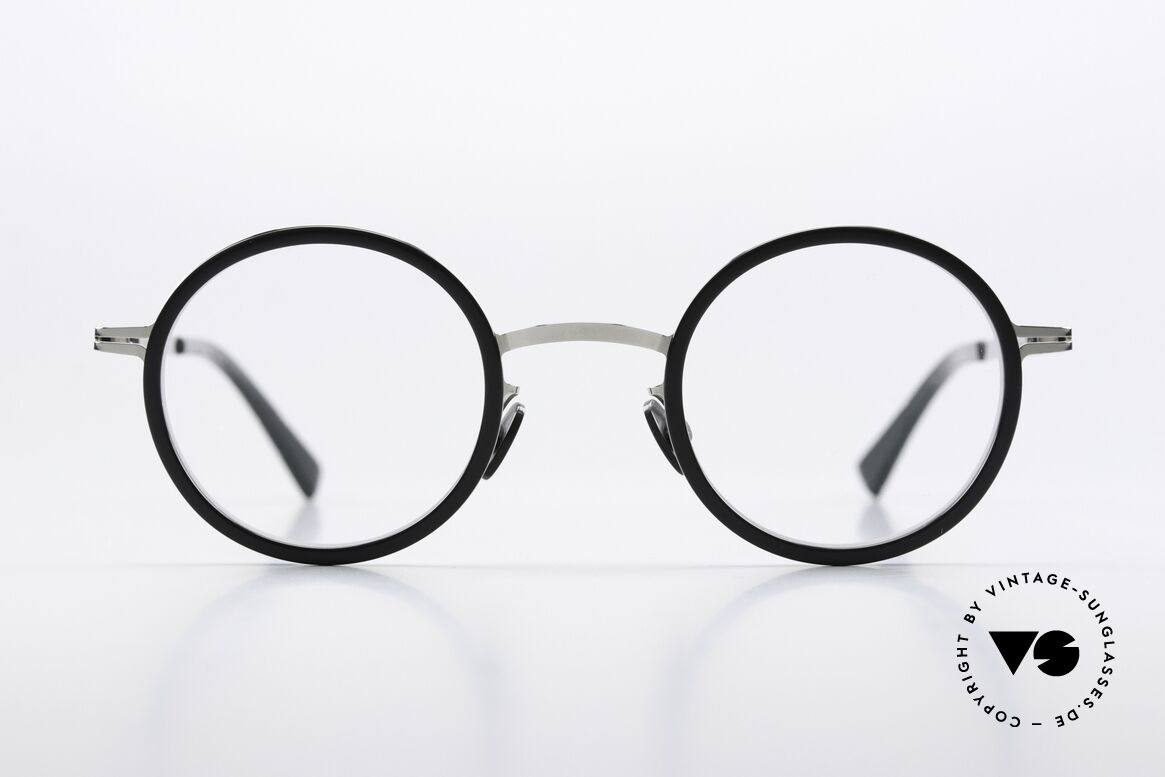 Mykita Eetu Runde Brille Shiny Silver Ash, Brille der LITE-Kollektion mit Azetat-Einfassungen, Passend für Herren und Damen