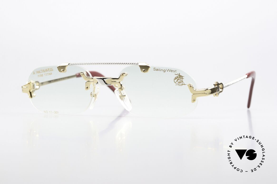 Machiavelli 17-301 Philosophen Brille Randlos, MACHiAVELLi 17-301 Pure Titanium vintage Herrenbrille, Passend für Herren