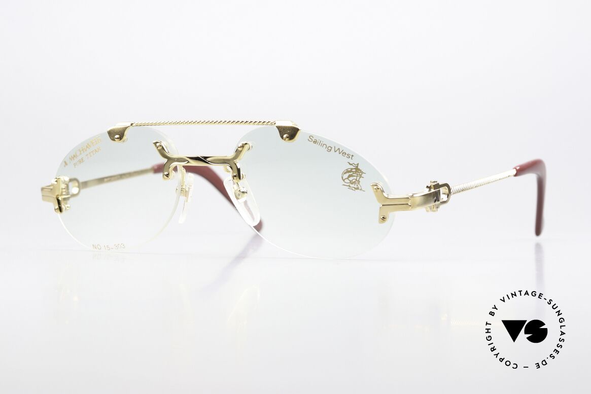 Machiavelli 15-303 Exzentrisch Opulente Brille, MACHiAVELLi 15-303 Pure Titanium vintage Herrenbrille, Passend für Herren