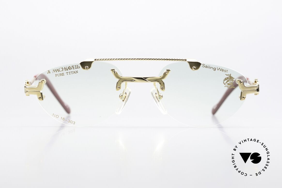 Machiavelli 16-303 Brille Auffällig Vintage 80er, Kollektion benannt nach dem italienischen Philosophen, Passend für Herren und Damen