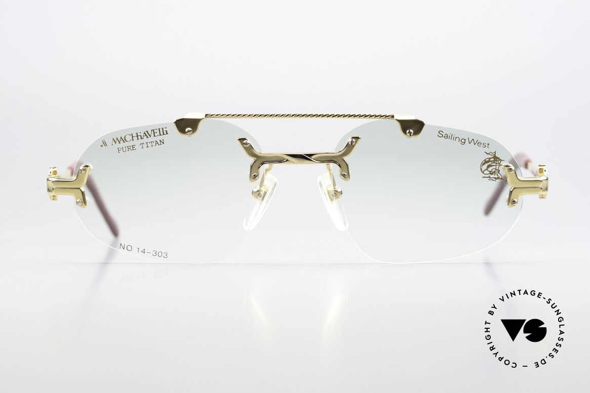 Machiavelli 14-303 Opulente 80er Brille Randlos, Kollektion benannt nach dem italienischen Philosophen, Passend für Herren