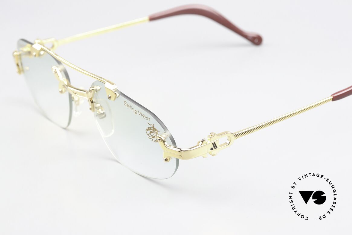 Machiavelli 14-303 Opulente 80er Brille Randlos, leicht getönte Demogläser (als Modeaccessoire tragbar), Passend für Herren