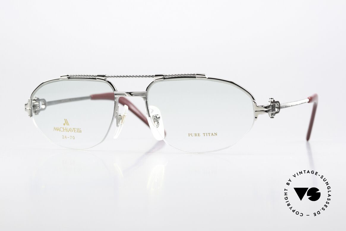 Machiavelli 24-70 Alte 80er Brille Platinum, MACHiAVELLi 24-70 Pure Titanium vintage Herrenbrille, Passend für Herren