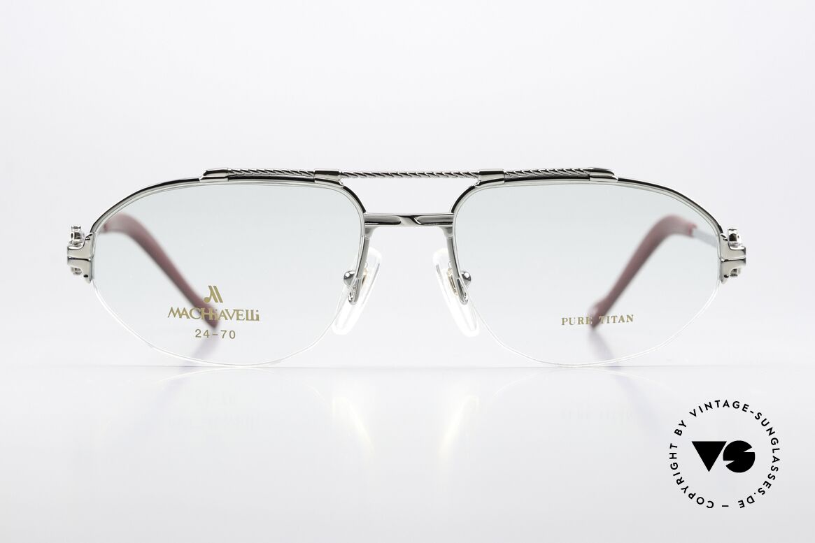 Machiavelli 24-70 Alte 80er Brille Platinum, Kollektion benannt nach dem italienischen Philosophen, Passend für Herren
