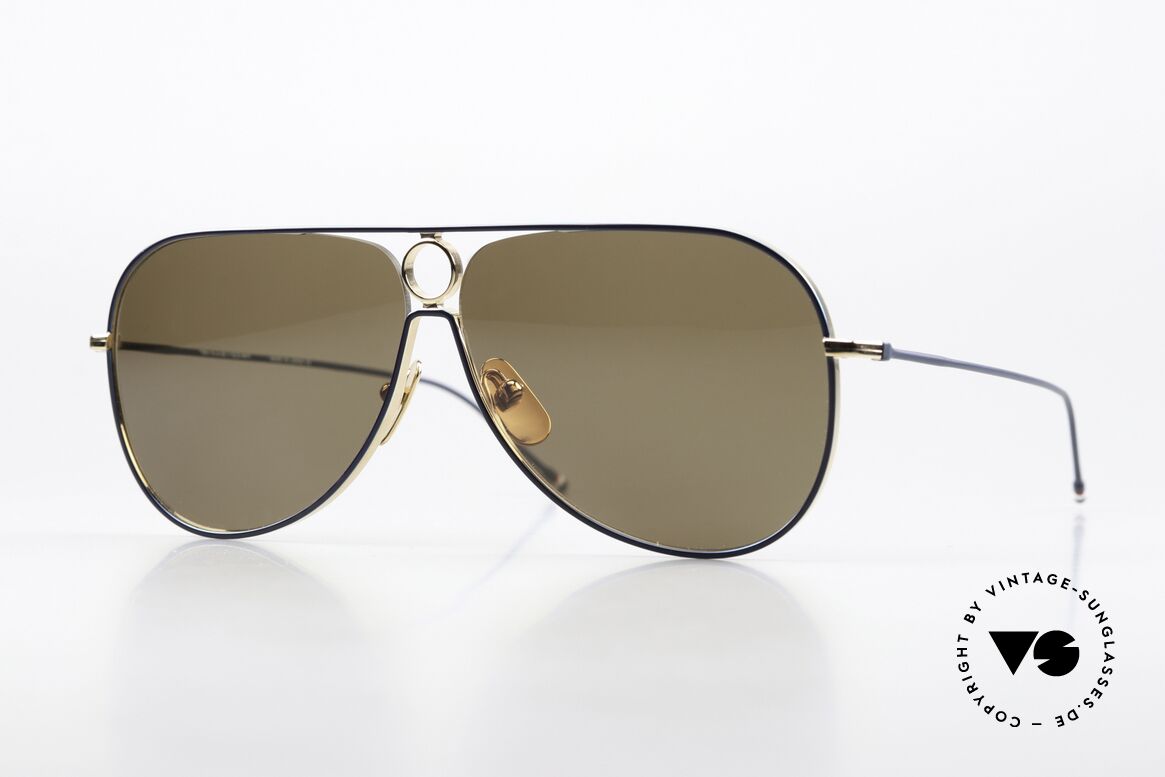 Thom Browne TBS115 Aviator Sonnenbrille XXL, Thom Browne Sonnenbrille, TBS115-A-02, GLD NVY, Passend für Herren