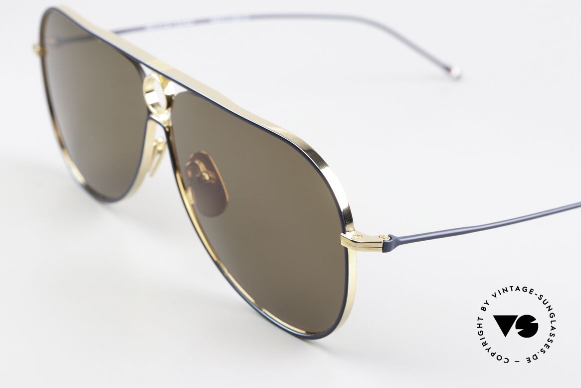 Thom Browne TBS115 Aviator Sonnenbrille XXL, entspiegelte Sonnengläser in Braun-Tönung, 100% UV, Passend für Herren