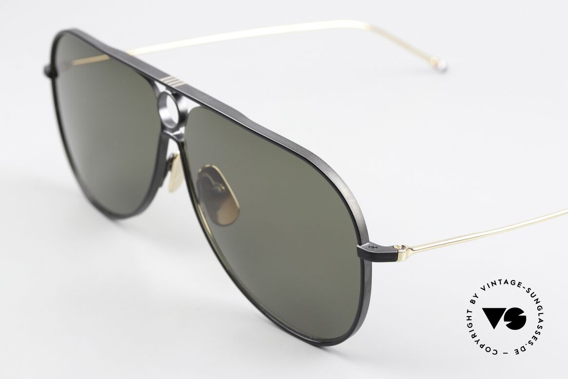 Thom Browne TBS115 XXL Aviator Sonnenbrille, entspiegelte Sonnengläser in Grün-Tönung, 100% UV, Passend für Herren