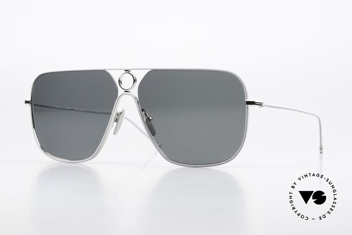 Thom Browne TBS114 Herren Sonnenbrille Eckig XL, Thom Browne Sonnenbrille, TBS114-62-01, SLV GRY, Passend für Herren
