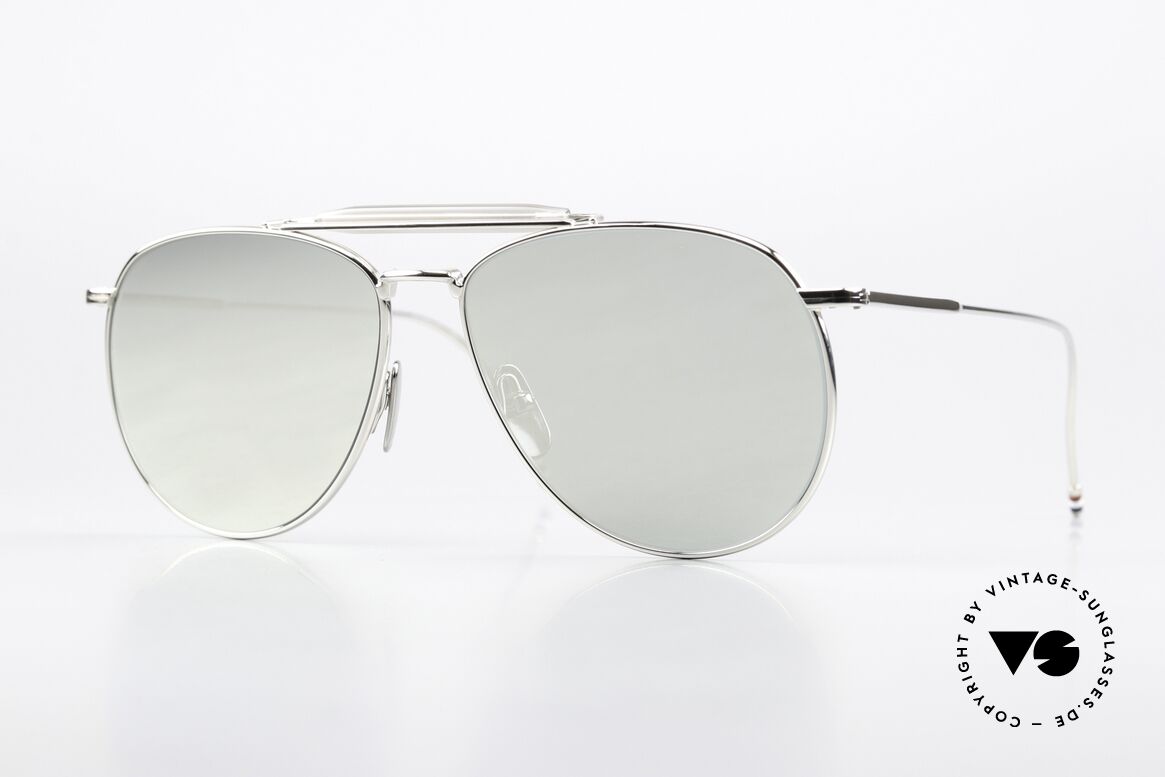 Thom Browne TB015 XL Aviator Silber Verspiegelt, Thom Browne Sonnenbrille, TB015-LTD-SLV-62mm, Passend für Herren
