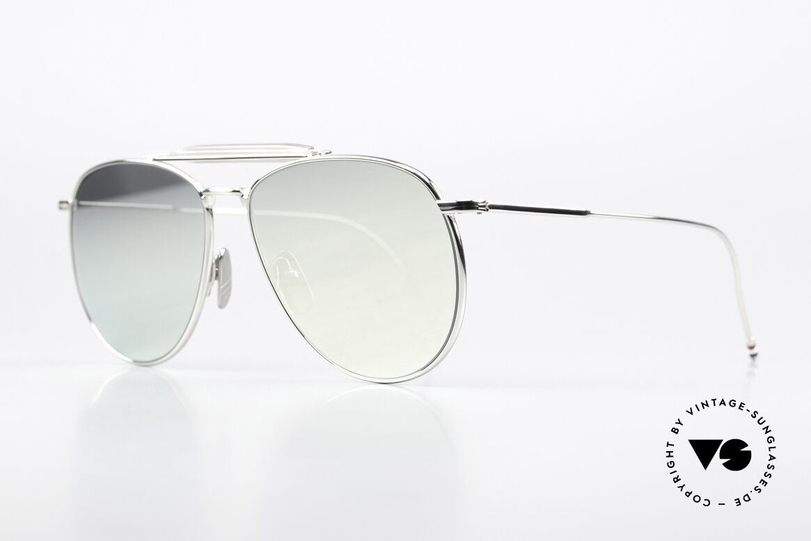 Thom Browne TB015 XL Aviator Silber Verspiegelt, wirklich stilvoll & in Spitzenqualität, made in Japan, Passend für Herren