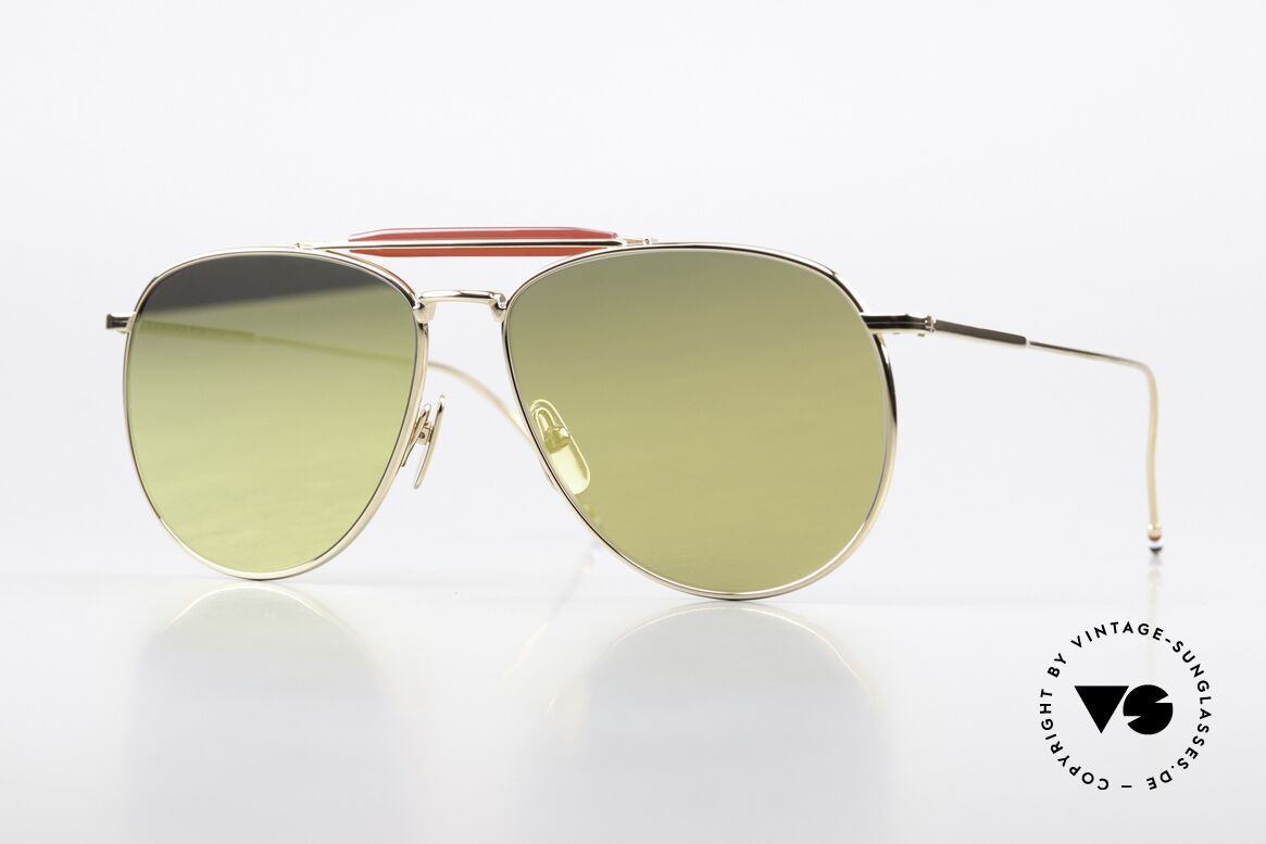 Thom Browne TB015 XL Aviator Gold Verspiegelt, Thom Browne Sonnenbrille, TB015-LTD-GLD-62mm, Passend für Herren