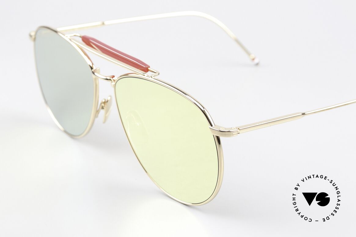 Thom Browne TB015 XL Aviator Gold Verspiegelt, GOLD-verspiegelte Sonnengläser für 100% UV Schutz, Passend für Herren