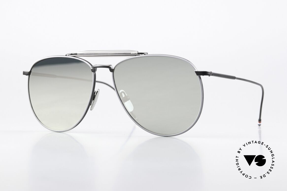 Thom Browne TB015 XL Schwarz Silber Verspiegelt, Thom Browne Sonnenbrille, TB015-LTD-BLK-GRY-62, Passend für Herren