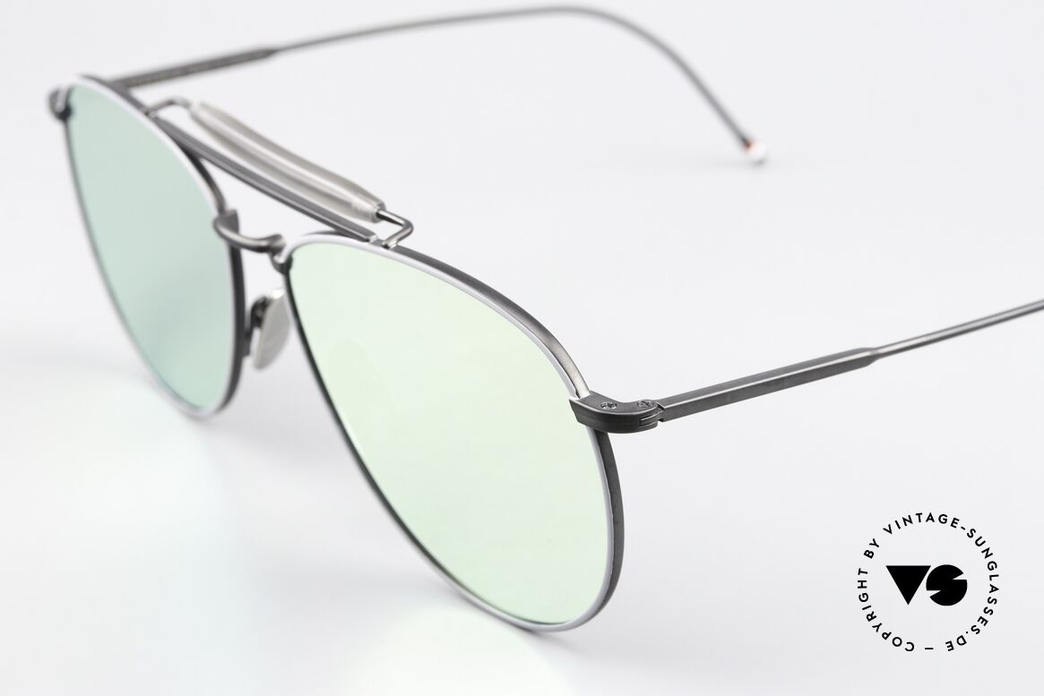 Thom Browne TB015 XL Schwarz Silber Verspiegelt, silber-verspiegelte Sonnengläser für 100% UV Schutz, Passend für Herren