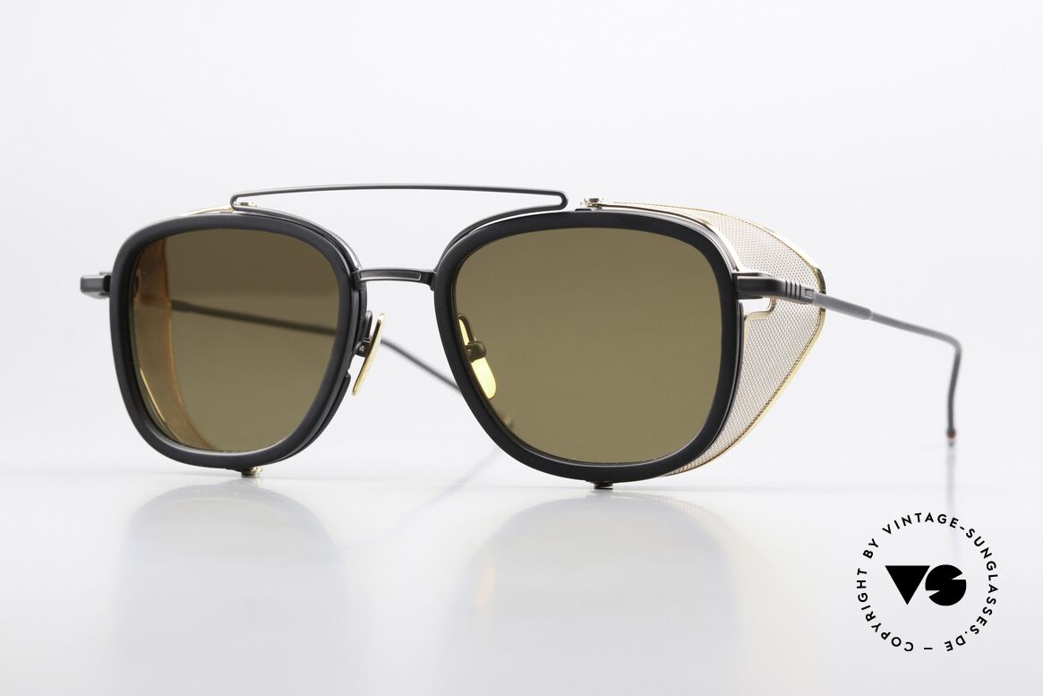 Thom Browne TB808 Glas Leicht Gold Verspiegelt, Thom BROWNE Sonnenbrille, TB808-A-BLK-GLD-51, Passend für Herren
