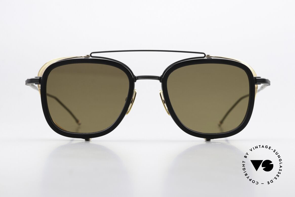 Thom Browne TB808 Glas Leicht Gold Verspiegelt, Titanium-Fassung mit Seitenblenden, Größe 51-21, Passend für Herren