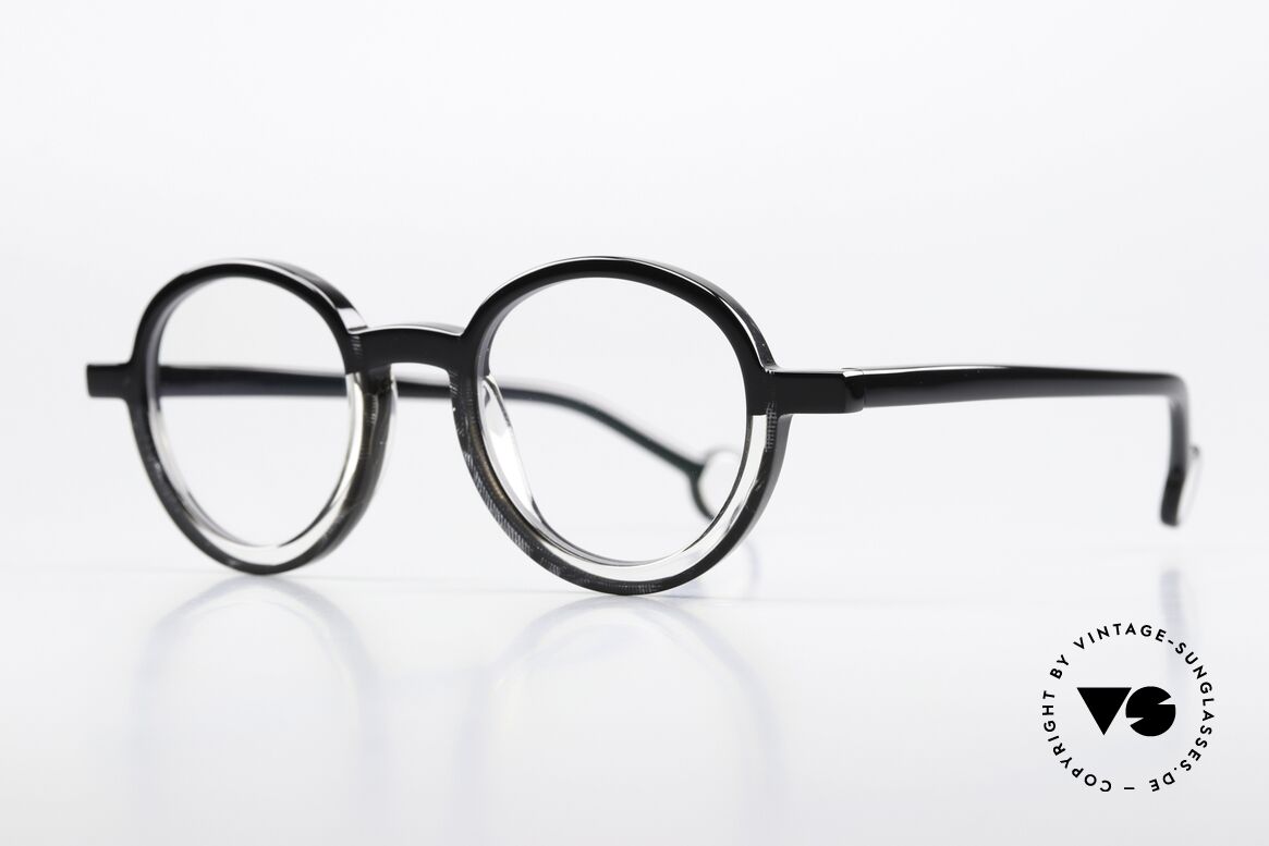 Theo Belgium Balancoire Azetat Brille Rund Unisex, Azetatbrille der "SWINGS" Serie in Größe 43-25, Passend für Herren und Damen