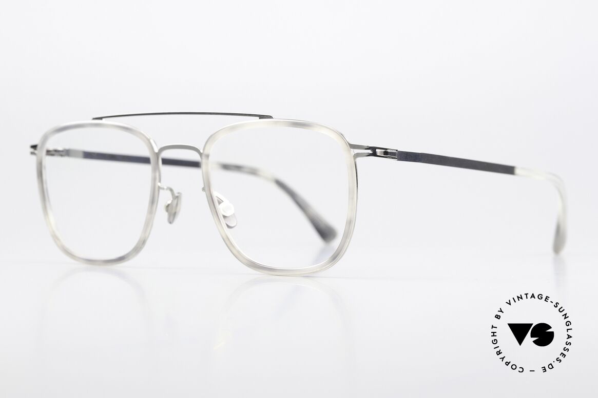 Mykita Hanno Eckige Brille Grey Havana, interessante Farbe 989: 'Shiny Silver / Grey Havana', Passend für Herren und Damen