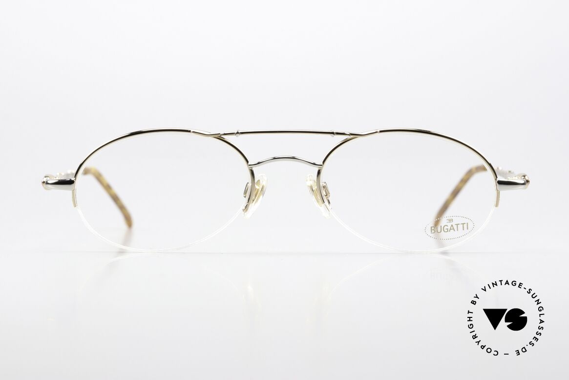 Bugatti 10594 90er Brille Mit Nylor Faden, ovale Brille mit flexiblen Feder-Scharnieren!, Passend für Herren