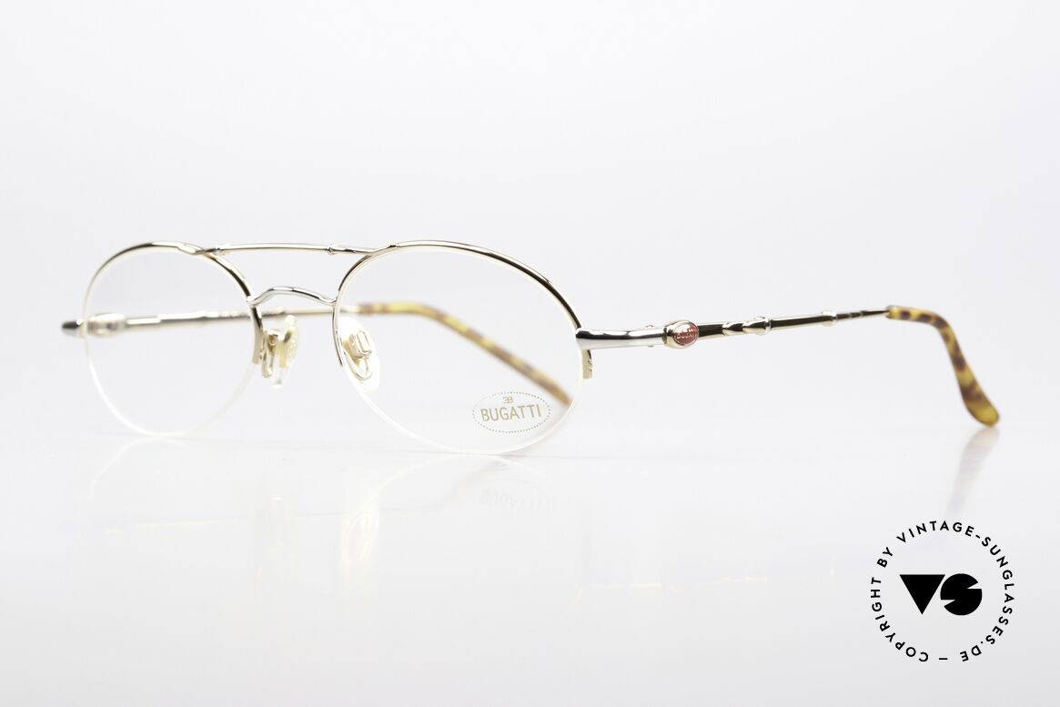 Bugatti 10594 90er Brille Mit Nylor Faden, sehr edle Fassung: VERGOLDET & Ruthenium, Passend für Herren