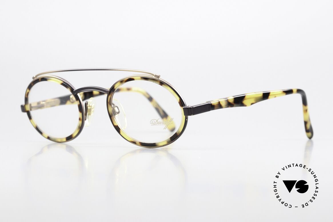 Davidoff 305 Ovale Herrenbrille 1990er, Fassung in antik-gold / braun / havanna in Größe 48-25, Passend für Herren