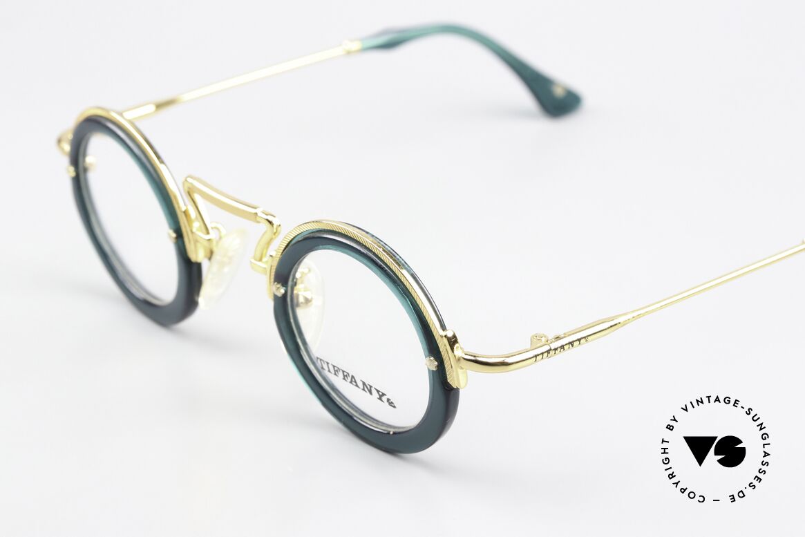 Tiffany Hop Vintage Schmuck Brille, ungetragen in Farbcode 3: Smaragdgrün Und Vergoldet, Passend für Damen