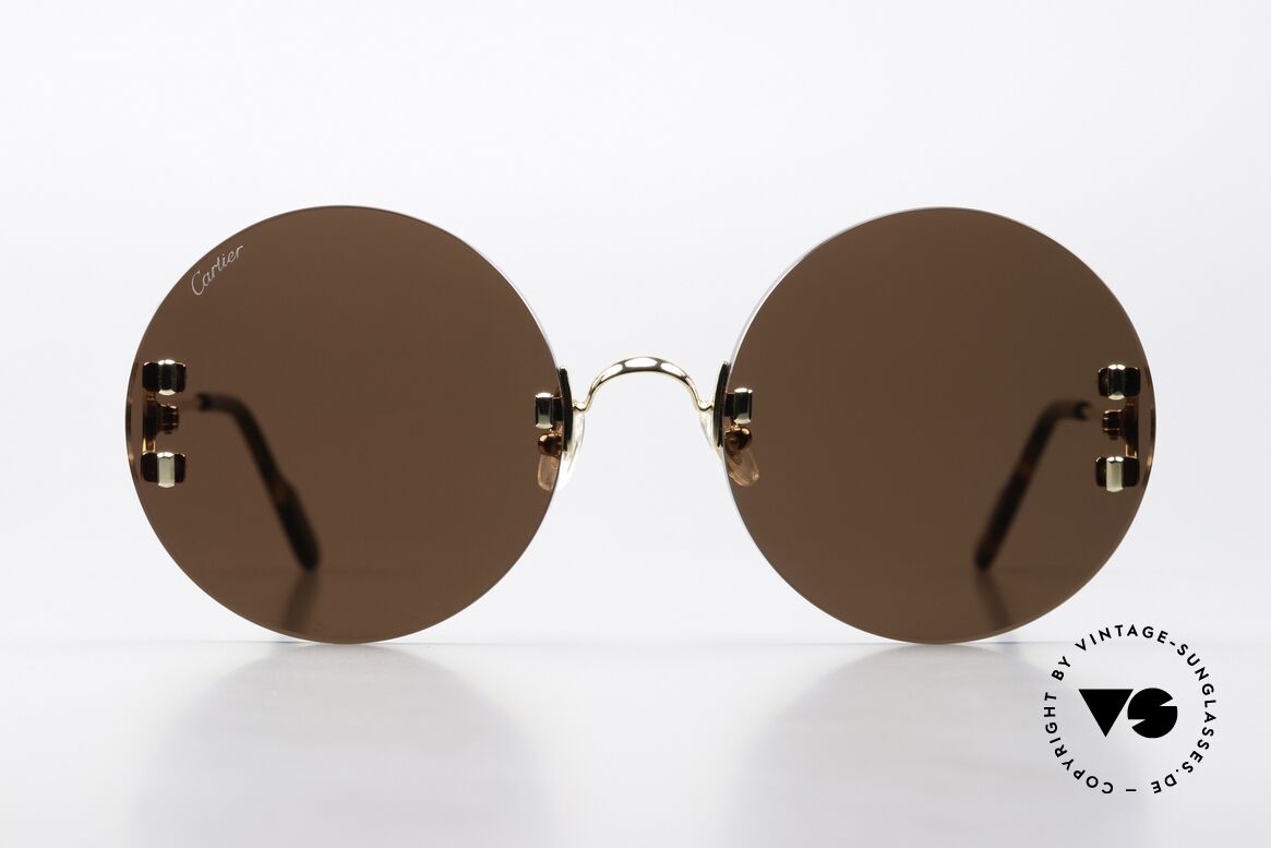 Cartier C-Decor Rimless Feminine Oversize Round, runde Sonnenbrille der C-Decor Collection von 2019, Passend für Damen