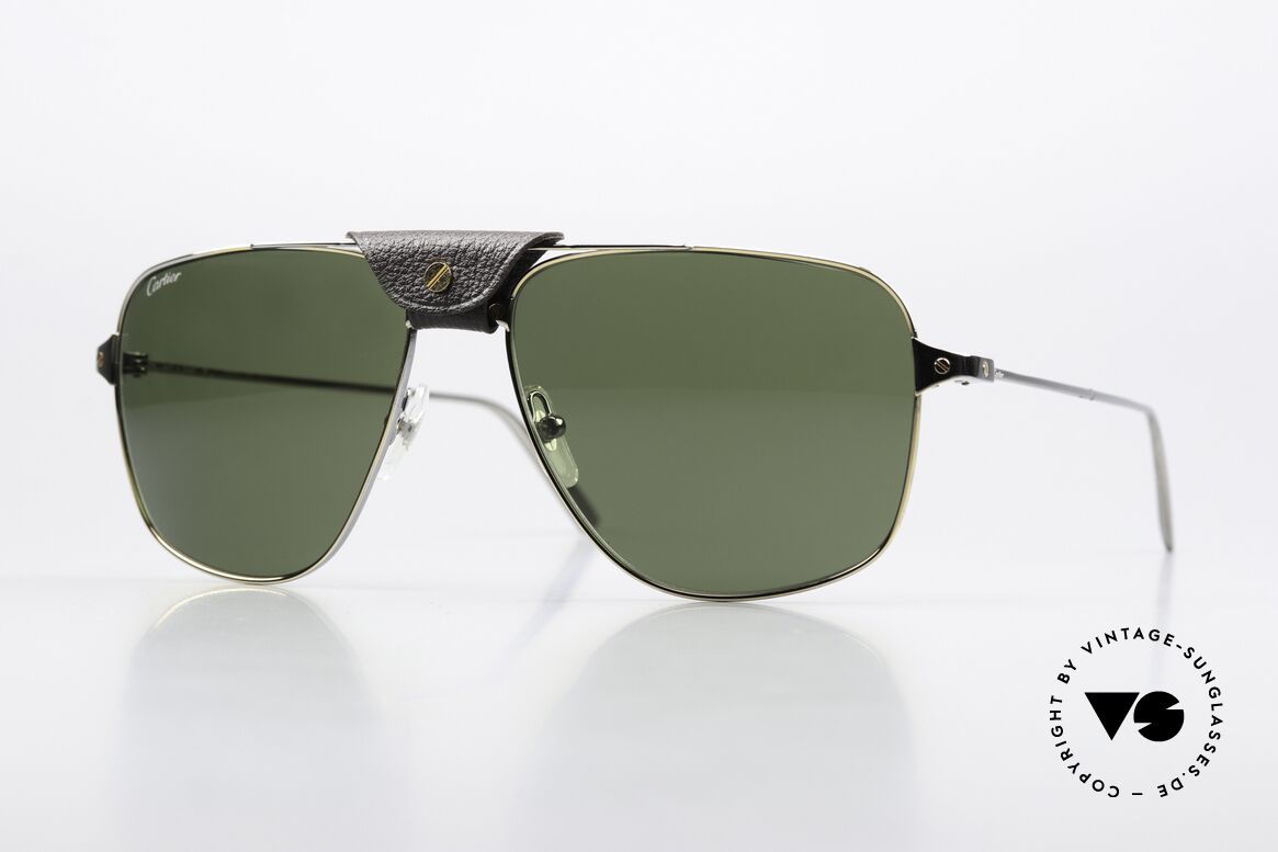 Cartier Santos De Cartier Aviatorbrille Ruthenium, edle, maskuline Cartier Luxus-Sonnenbrille, Passend für Herren