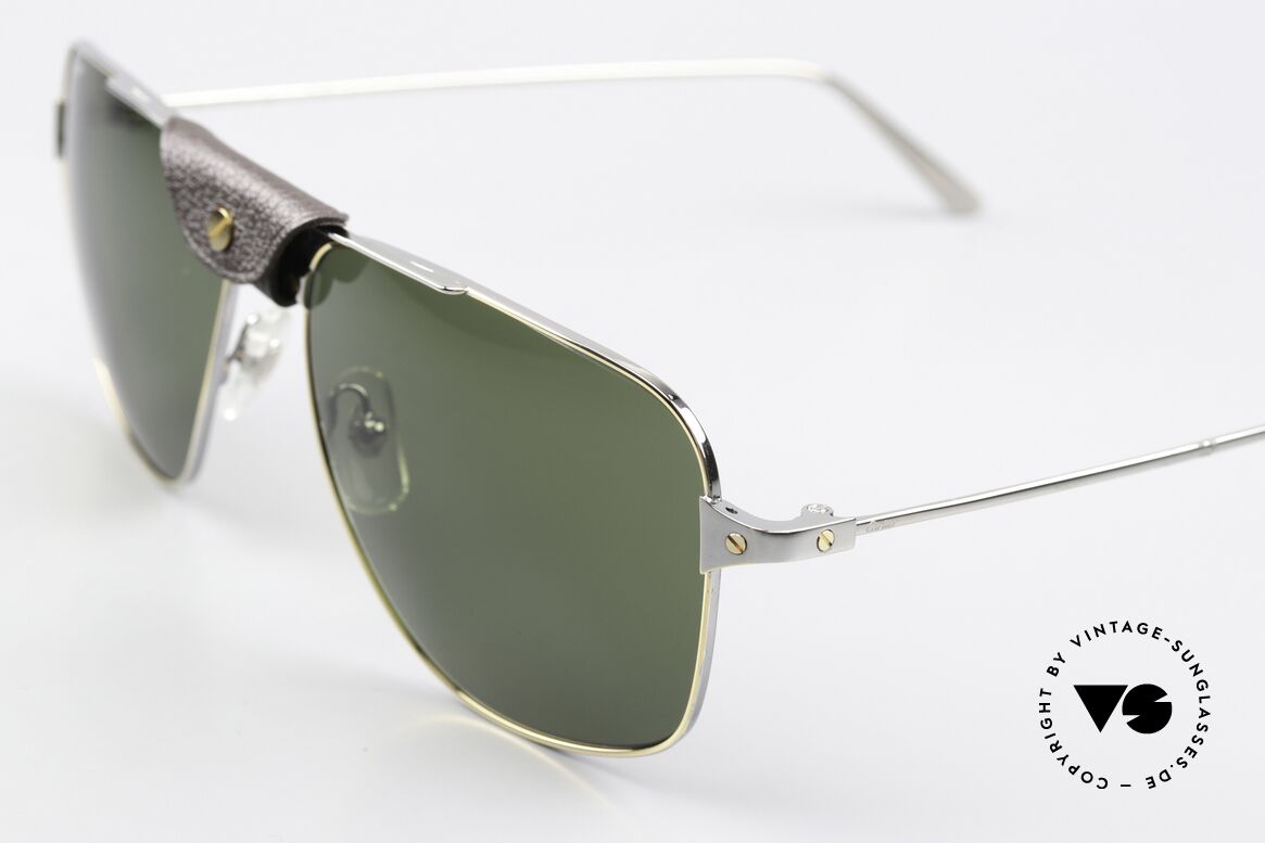 Cartier Santos De Cartier Aviatorbrille Ruthenium, Ruthenium Lackierung & grüne Sonnengläser, Passend für Herren