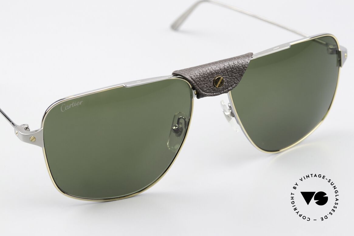 Cartier Santos De Cartier Aviatorbrille Ruthenium, TOP-Qualität; Größe 59/16 135, Aviator-Style, Passend für Herren