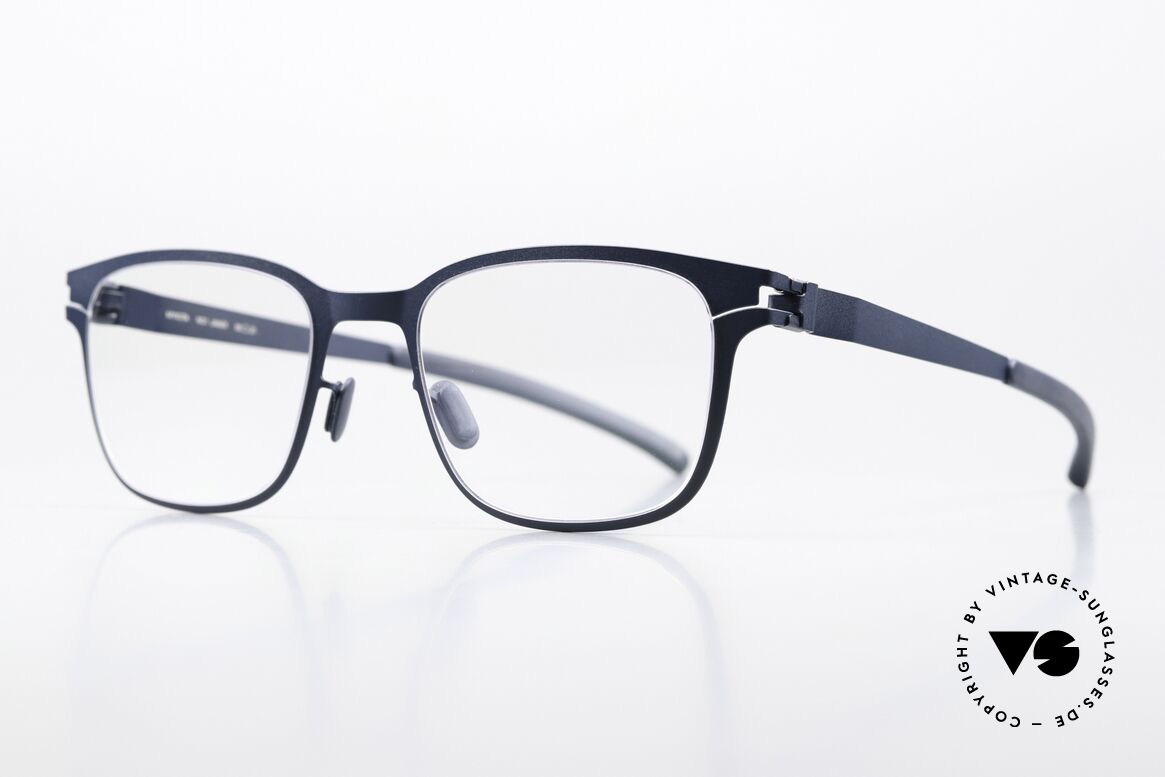 Mykita Janek Eckige Fassung Navy Blue, Farbcode 084 = "Navy Blue" = eine blaue Unisexbrille, Passend für Herren und Damen