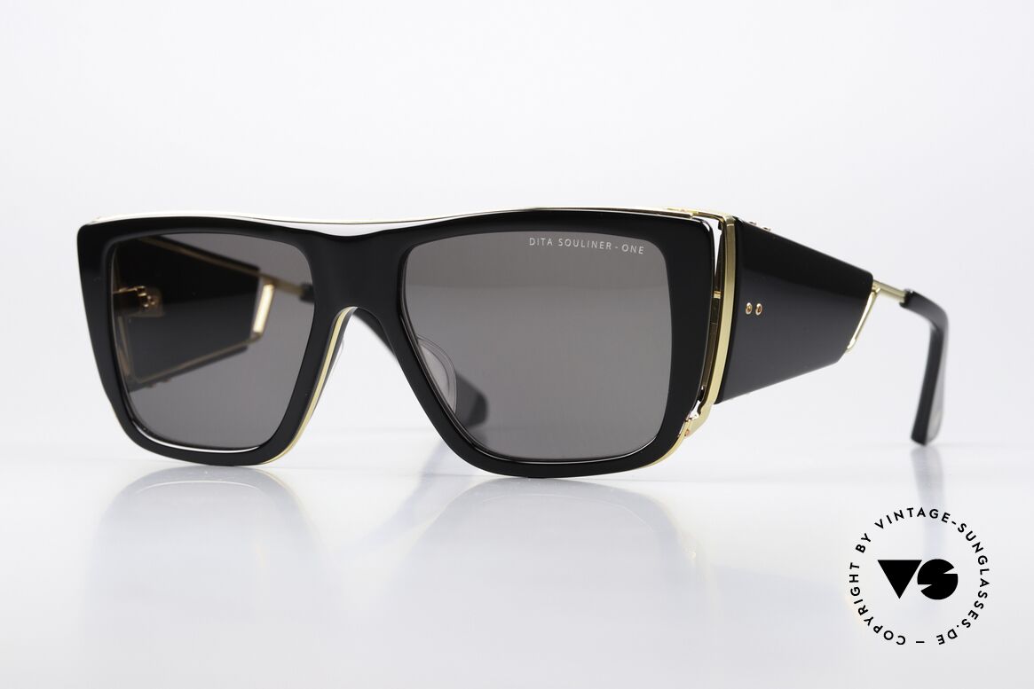 DITA Souliner One Markante Luxus Sonnenbrille, DITA Souliner-One Brille, DTS127-56-01, BLK-GLD, Passend für Herren