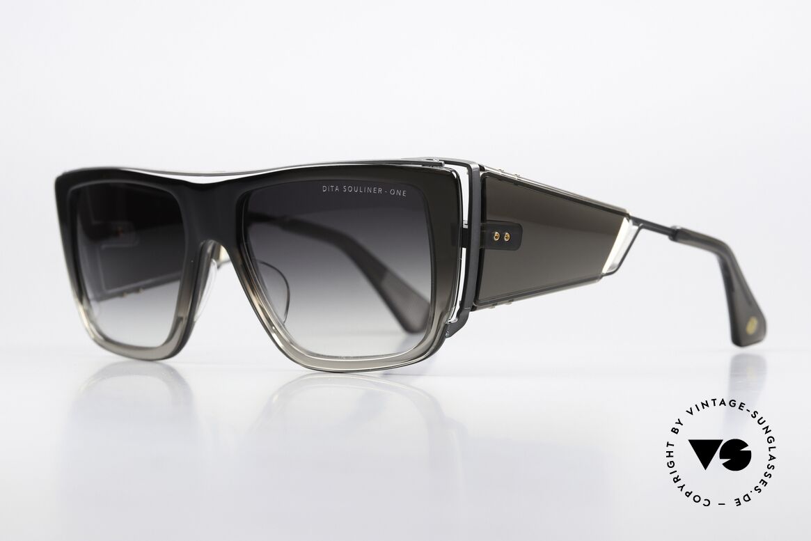 DITA Souliner One Luxus Sonnenbrille Von 2020, grau-schwarzer Rahmen in L Größe 56-18, 145mm, Passend für Herren