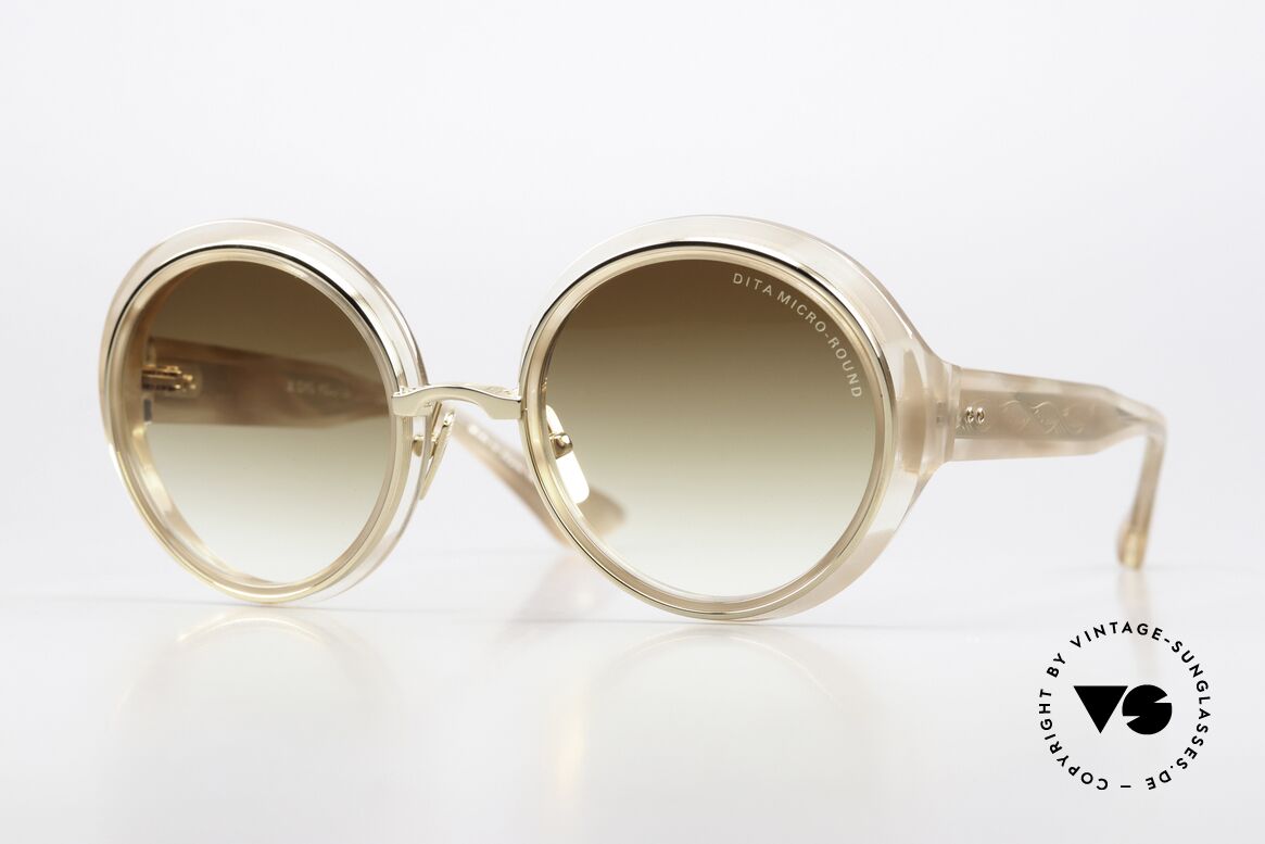 DITA Micro-Round Runde Damensonnenbrille, DITA Micro-Round, DTS406-A-02, PNK-GLD, 50-22, Passend für Damen