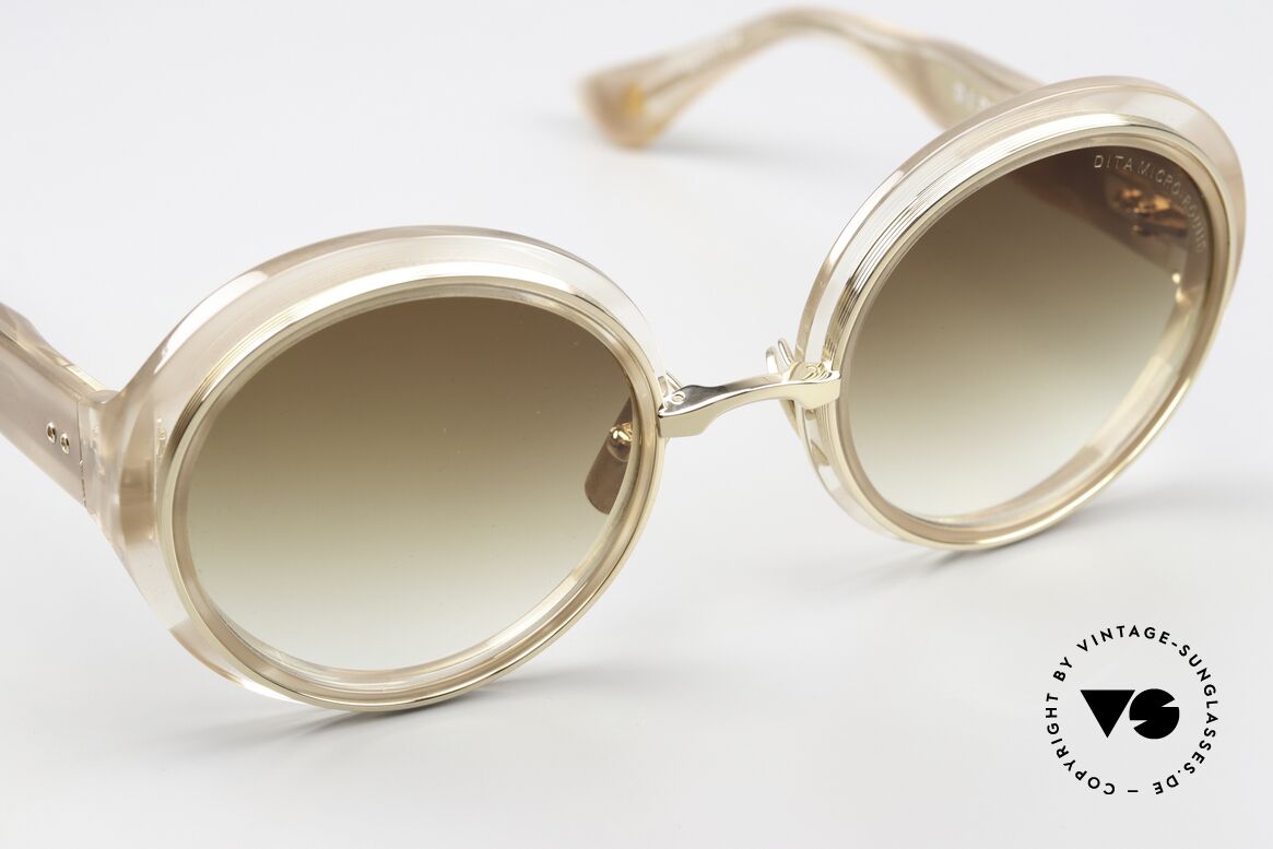 DITA Micro-Round Runde Damensonnenbrille, mit sehr edlen Verlaufsgläsern für 100 % UV Protection, Passend für Damen