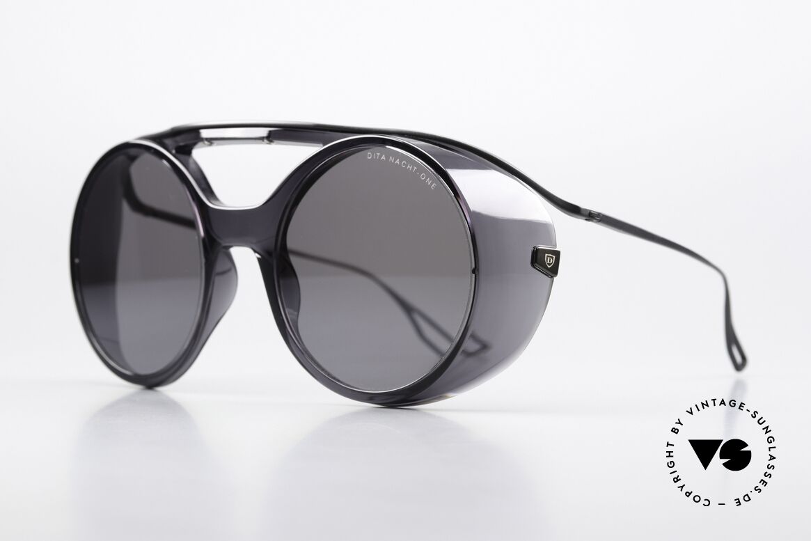 DITA Nacht One Steampunk Designerbrille, GRY-BLK: grau-schwarzer Rahmen mit Seitenblenden, Passend für Herren und Damen